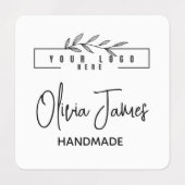 Aangepast logo en tekst vierkant stof kleding labels (Design 1)