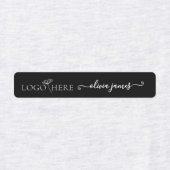 Aangepast logo en tekst zwart stof kleding labels (Design 1)