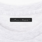 Aangepast logo en tekst zwart stof kleding labels (Aangebracht)