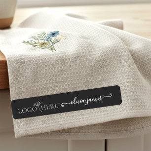 Aangepast logo en tekst zwart stof kleding  labels