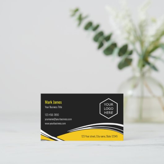 Aangepast logo en tekstgeel automatisch Visitekaar Visitekaartje (Staand voorkant)