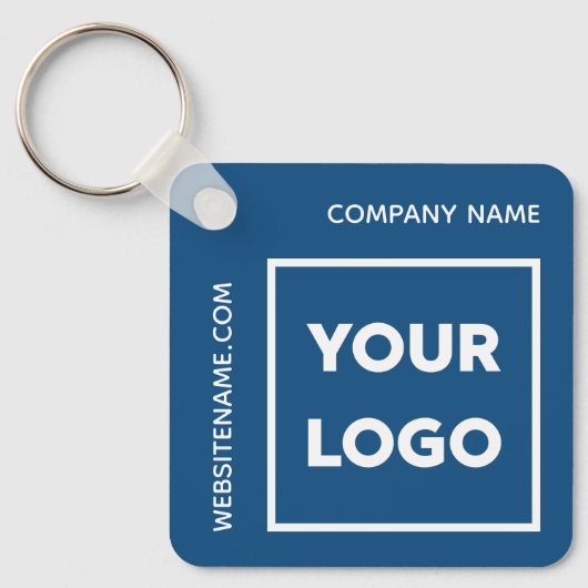 Aangepast Logo- en tekstwinkelblauw Sleutelhanger (Voorkant)