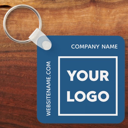 Aangepast Logo- en tekstwinkelblauw Sleutelhanger (Voorkant)