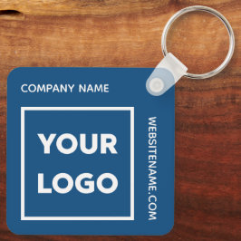 Aangepast Logo- en tekstwinkelblauw Sleutelhanger