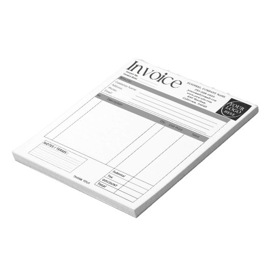 Aangepast logo factuur verkoopbon voor kleine bedr notitieblok (Linkerzijde)