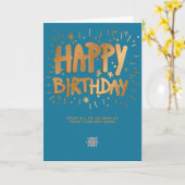 Aangepast Logo Faux Gold 3d Happy Birthday Blauwgr Kaart (Gele Bloem)