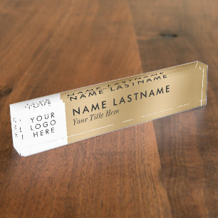Aangepast Logo Faux Gold Minimalist Modern Naambordje