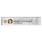 Aangepast Logo Foto grijs witte marmer Professiona Naambordje (Voorkant)