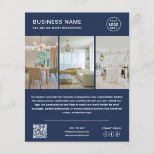 Aangepast logo foto modern marineblauw zakenvliege flyer