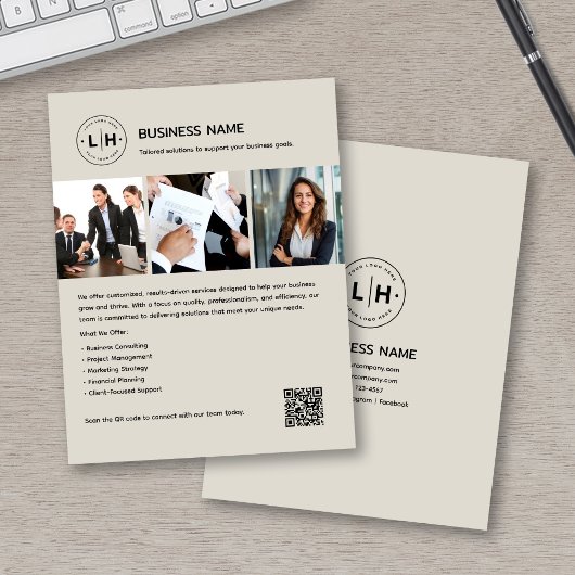 Aangepast logo foto QR professioneel bedrijf Flyer