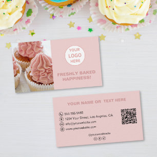 Aangepast logo foto QR Roze Bakkerij Visitekaartje