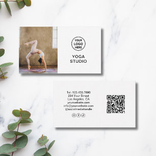Aangepast logo foto QR Yoga-instructeur leraar Wit Visitekaartje