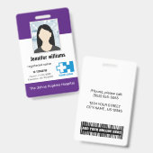 Aangepast logo & foto & streepjescode ID voor ziek Badge (Voor- en achterkant)