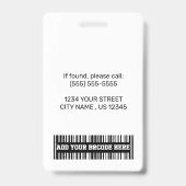 Aangepast logo & foto & streepjescode ID voor ziek Badge (Achterkant)