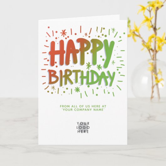 Aangepast Logo geefje Happy Birthday Tekst rood gr Kaart (Gele Bloem)