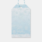 Aangepast logo gegraveerd blauwe floraal cadeaulabel (Achterkant)