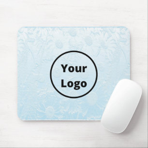 Aangepast logo gegraveerd blauwe floraal muismat