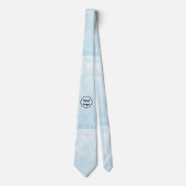 Aangepast logo gegraveerd blauwe floraal stropdas (Voorkant)