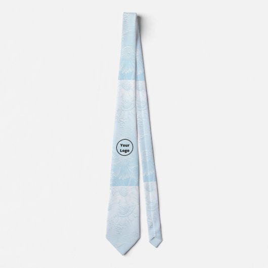Aangepast logo gegraveerd blauwe floraal stropdas (Voorkant)