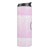 Aangepast logo gegraveerd roze floraal thermosbeker (Gedraaid links)