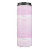 Aangepast logo gegraveerd roze floraal thermosbeker (Achterkant)