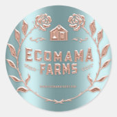 Aangepast Logo Gold Blauwgroen Mint Tester Roos mo Ronde Sticker (Voorkant)