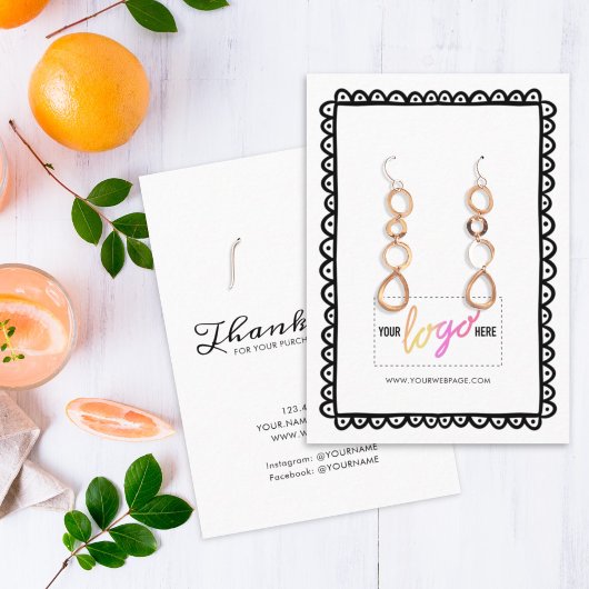 Aangepast Logo-handgetekend Lijst oorringen 10 Visitekaartje