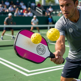 Aangepast logo heet roze en wit pickleball paddle