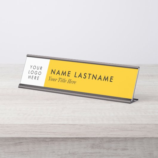 Aangepast Logo, helder wit Bureau Naambordje (Voorkant)