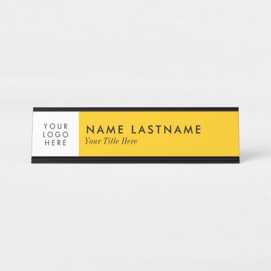 Aangepast Logo, helder wit Bureau Naambordje (Voorkant)