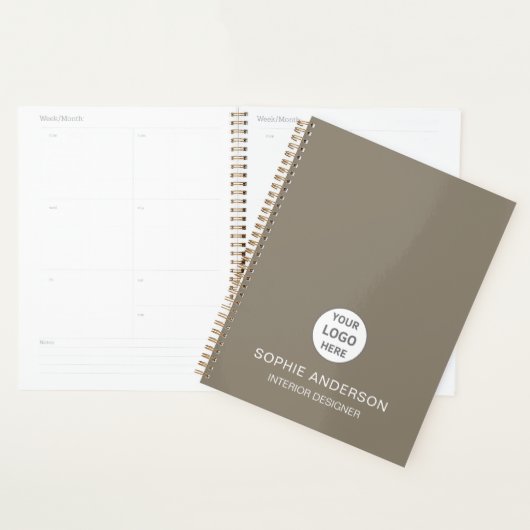 Aangepast logo interieurontwerper bedrijf taupe planner (Display)