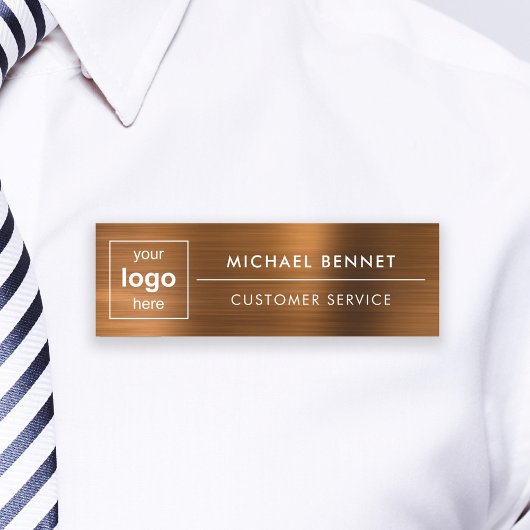 Aangepast logo koperbruin professioneel bedrijf naamplaatje