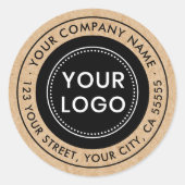 Aangepast logo Kraft bekijk het retouradres Ronde Sticker (Voorkant)