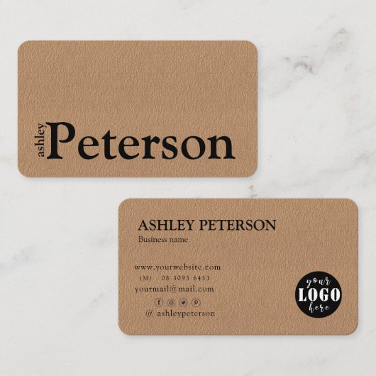 Aangepast logo kraftpapier handgemaakt Visitekaart Visitekaartje (Voorkant / Achterkant)