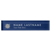 Aangepast Logo legant marineblauw Desk Naambordje (Voorkant)