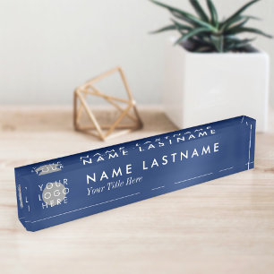 Aangepast Logo legant marineblauw Desk Naambordje