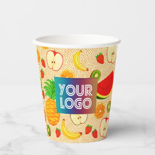 Aangepast logo leuk en kleurrijk fruit gemerkte sa papieren bekers (Voorkant)