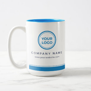 Aangepast logo lichtblauw tweekleurig bedrijf koff tweekleurige koffiemok