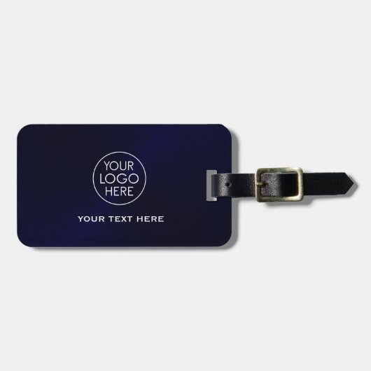 Aangepast Logo marineblauw Bagagelabel (Voorkant horizontaal)