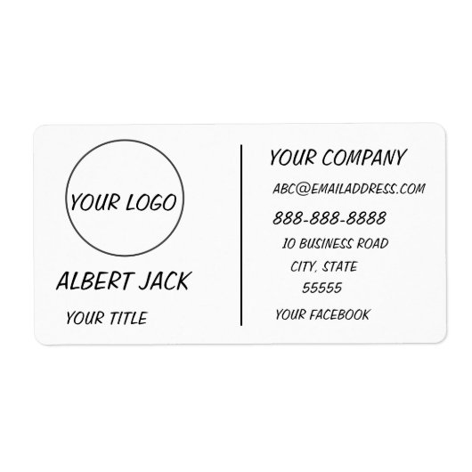 aangepast logo Matig wit of om het even welke kleu Etiket (Voorkant)