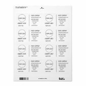 aangepast logo Matig wit of om het even welke kleu Etiket (Full Sheet)