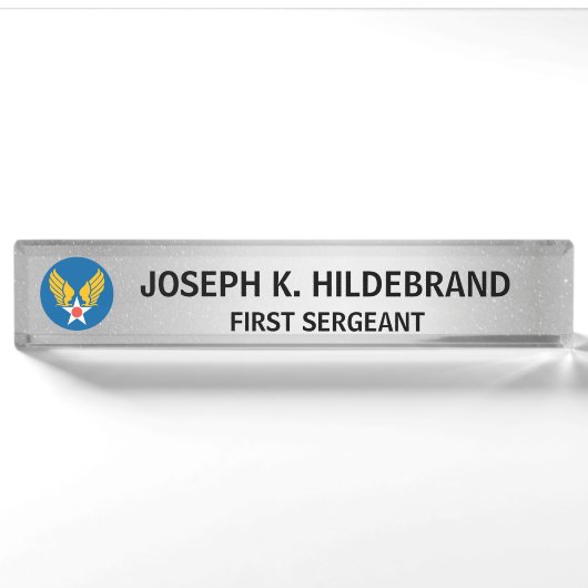 Aangepast logo Metallic Zilver Militair Naambordje (Voorkant)