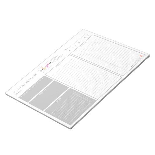 Aangepast Logo minimalistisch grijs niet-gedateerd Notitieblok (Schuin)