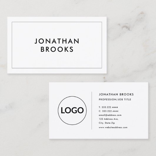 Aangepast Logo minimalistisch modern zwart-wit Visitekaartje (Voorkant / Achterkant)