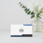 Aangepast logo modern blauw zakelijk QR-code Visitekaartje (Staand voorkant)