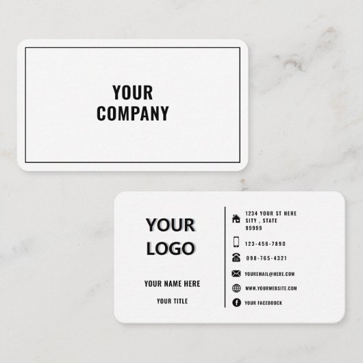 Aangepast Logo modern design Uw kleuren elegant Visitekaartje (Voorkant / Achterkant)