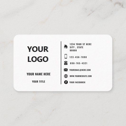 Aangepast Logo modern design Uw kleuren elegant Visitekaartje (Achterkant)