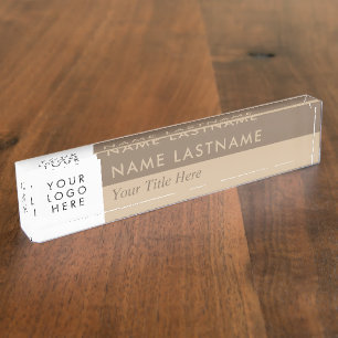 Aangepast Logo modern duo kleurenbeige bruin Naambordje