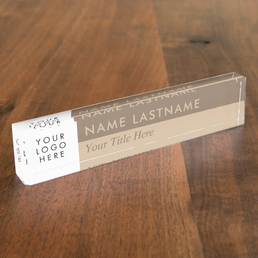 Aangepast Logo modern duo kleurenbeige bruin Naambordje (Zijkant)