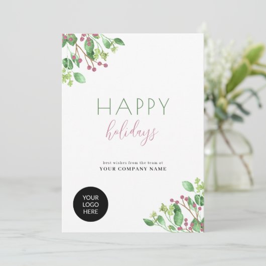 Aangepast logo modern elegant zakelijk bedrijf feestdagenkaart (Staand voorkant)